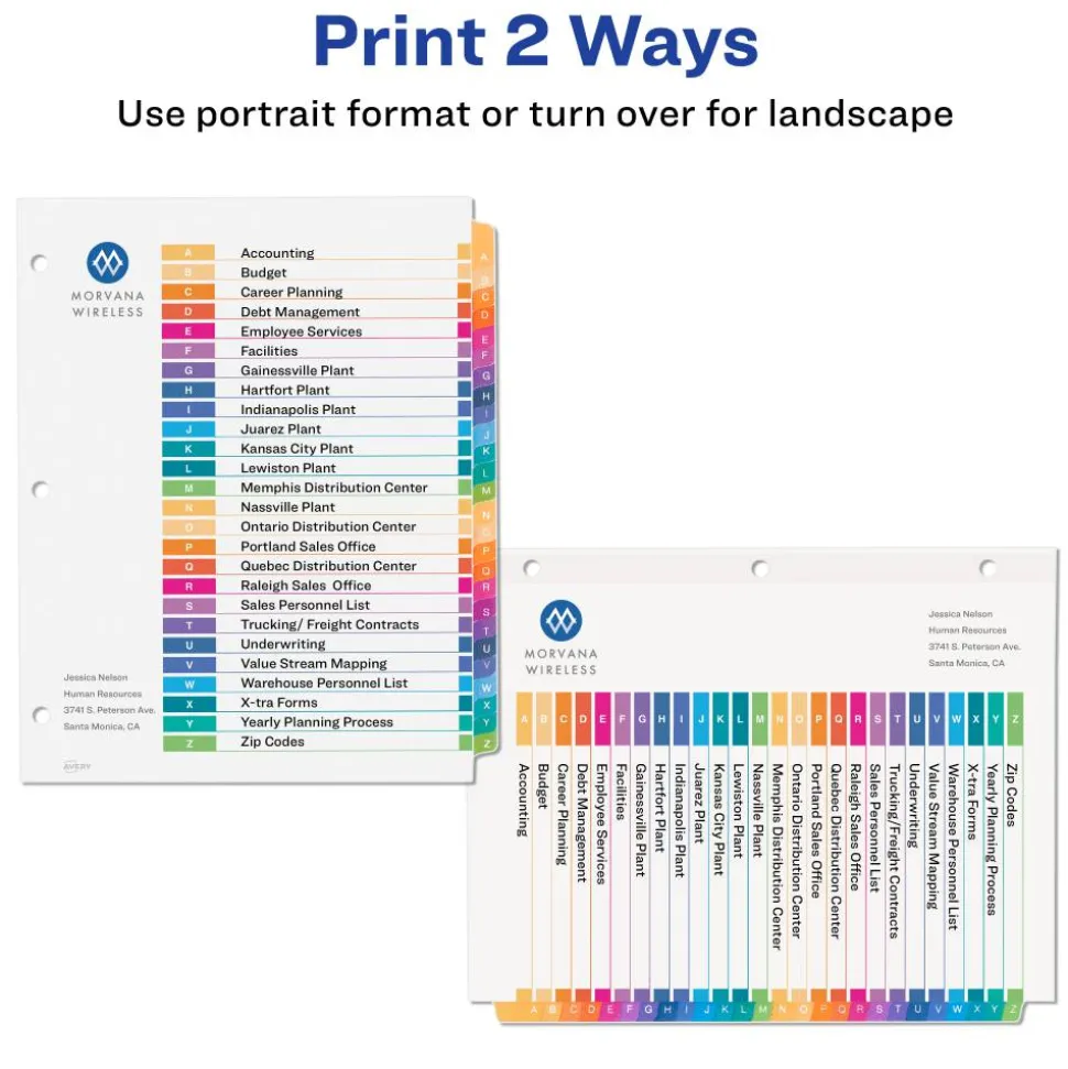 Avery Ready Index Table of Contents Dividers
