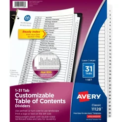 Avery Ready Index 1-31 Tab With Customizable Table Of Contents Dividers, Letter Size, 31 Tab, White, 1 Set