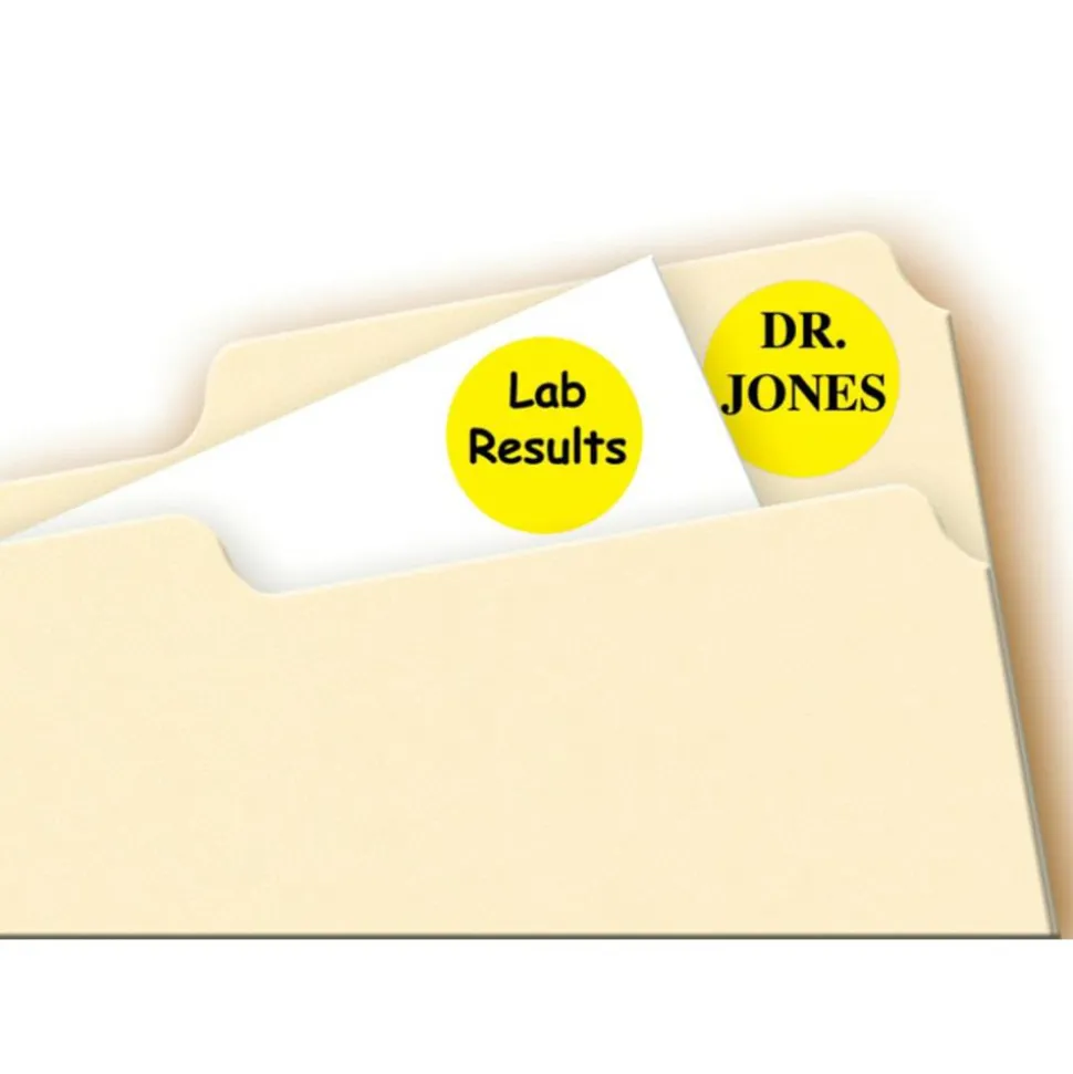 Avery Removable Color-Coding Labels, 5462, Round, 3/4" Diameter, Yellow, Pack Of 1,008