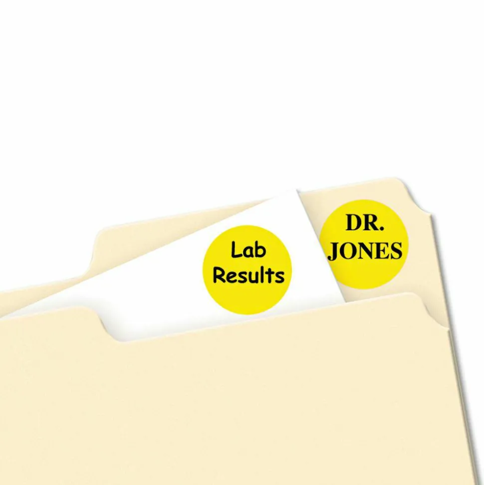 Avery Removable Color-Coding Labels, 5462, Round, 3/4" Diameter, Yellow, Pack Of 1,008