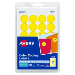 Avery Removable Color-Coding Labels, 5462, Round, 3/4
