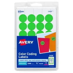 Avery Removable Color-Coding Labels, 5468, Round, 3/4
