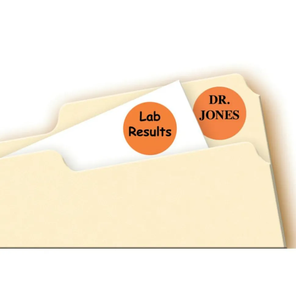 Avery Removable Color-Coding Labels, 5465, Round, 3/4" Diameter, Orange, Pack Of 1,008