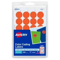 Avery Removable Color-Coding Labels, 5467, Round, 3/4
