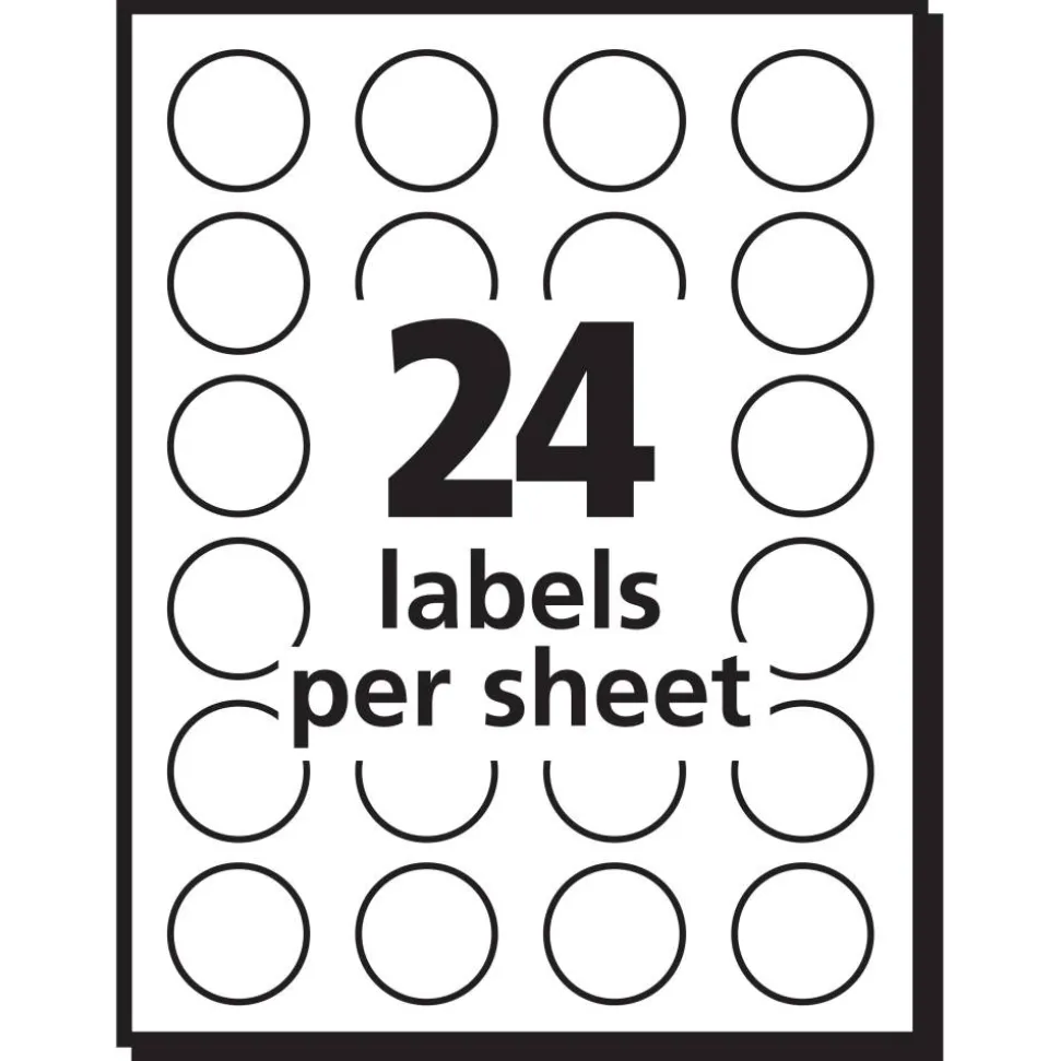 Avery Removable Multipurpose Labels, 5408, Round, 3/4" Diameter, White, Pack Of 1,008