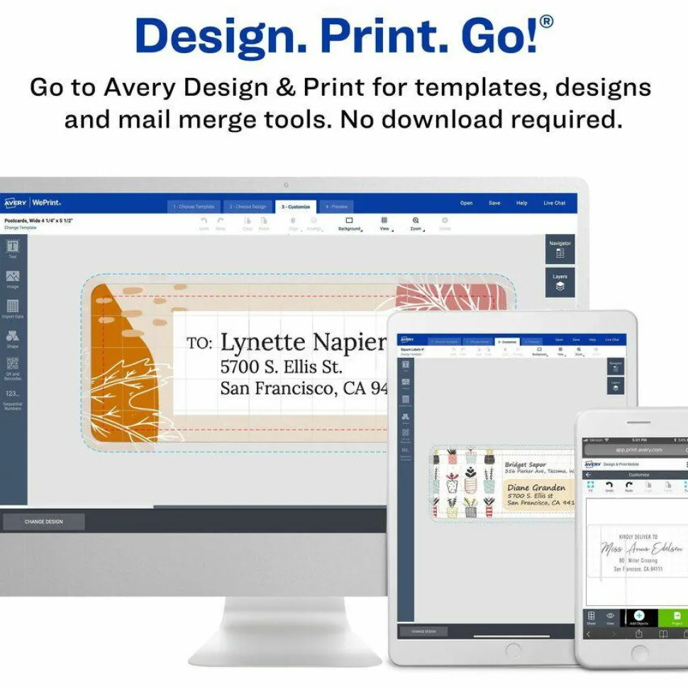 Avery Shipping Labels w/ TrueBlock Technology, Inkjet Printers, 2 x 4, White, 10/Sheet, 50 Sheets/Box