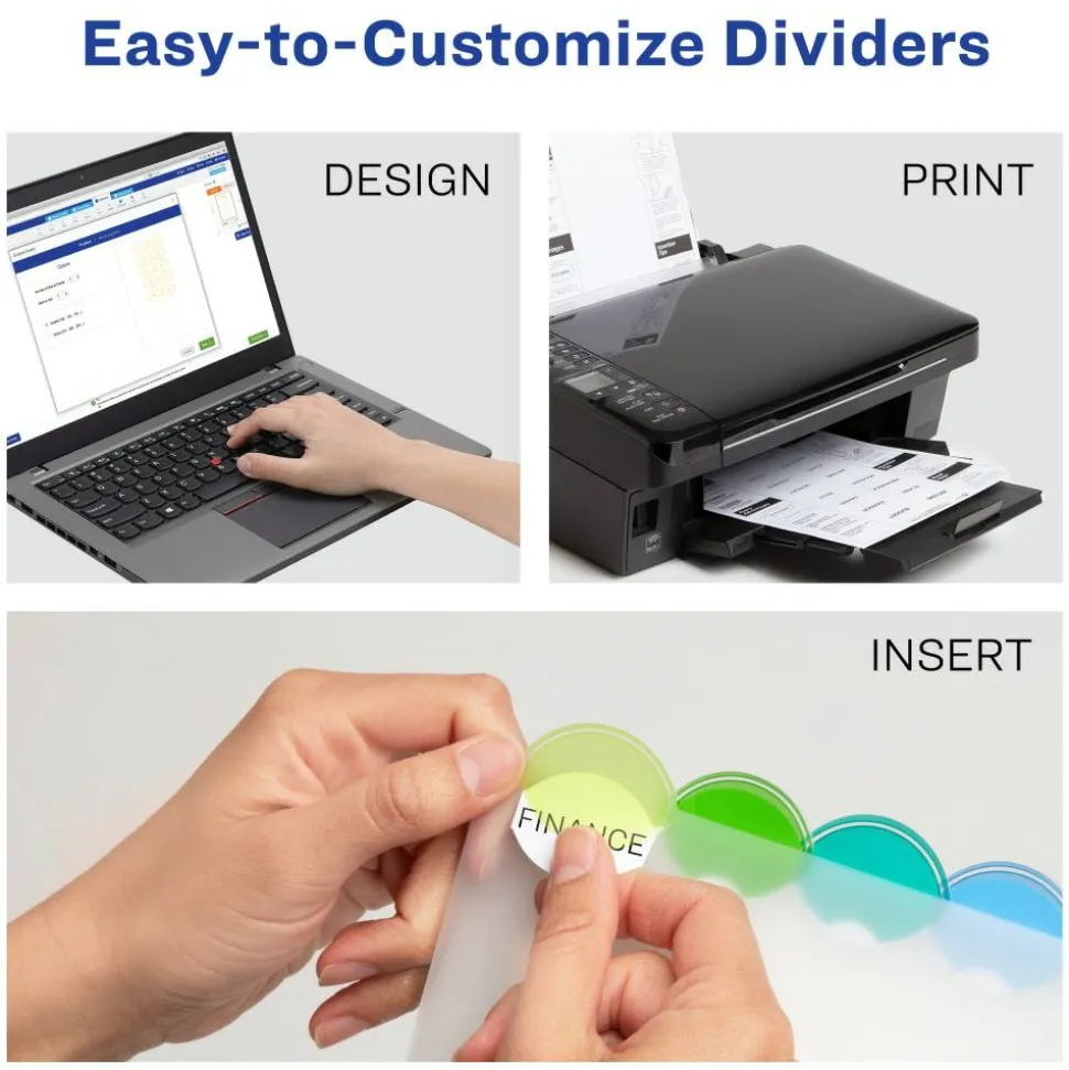 Avery Style Edge Insertable Plastic Dividers, Multicolor, 8-Tab, Pack Of 8 Dividers