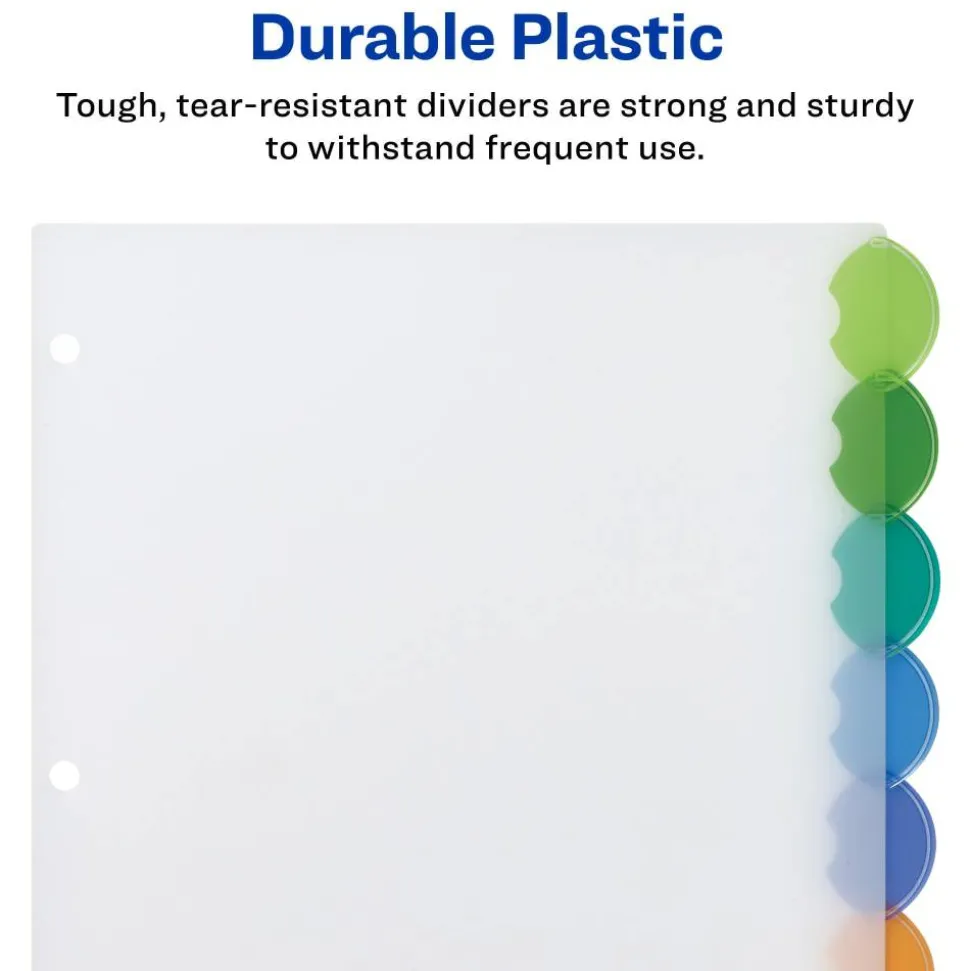Avery Style Edge Insertable Plastic Dividers, Multicolor, 8-Tab, Pack Of 8 Dividers