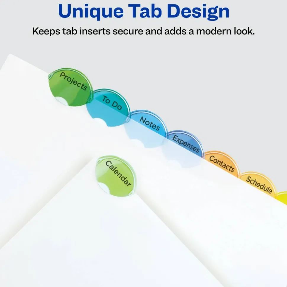 Avery Style Edge Insertable Plastic Dividers, Multicolor, 8-Tab, Pack Of 8 Dividers
