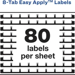 Avery 8 Tab Easy Print & Apply Clear Label Sheet Refills (11226)