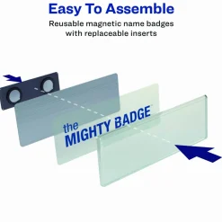 Avery The Mighty Badge Name Badge Inserts, 1 x 3, Clear, Laser, 20/Sheet, 5 Sheets/Pack
