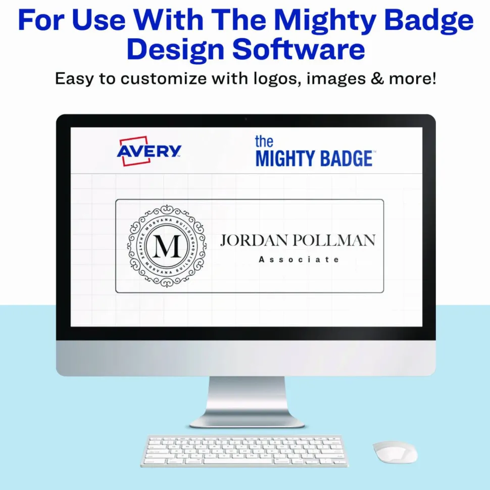 Avery The Mighty Badge Name Badge Inserts, 1 x 3, Clear, Laser, 20/Sheet, 5 Sheets/Pack