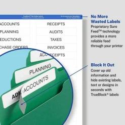 Avery TrueBlock Permanent File Folder Labels, 8366, 2/3