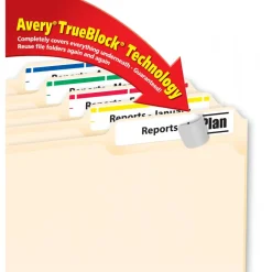 Avery TrueBlock Permanent Inkjet/Laser File Folder Labels, 5266, 2/3