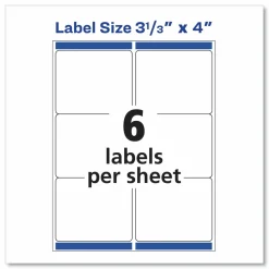 Avery TrueBlock Shipping Labels With Sure Feed Technology, 5264, Rectangle, 3 1/3