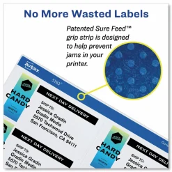 Avery TrueBlock Shipping Labels With Sure Feed Technology, 5264, Rectangle, 3 1/3