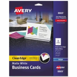 Avery True Print Print-to-the-Edge Premium Business Cards, Inkjet, 2 x 3.5, White, 8 Cards Sheet, 20 Sheets/Pack