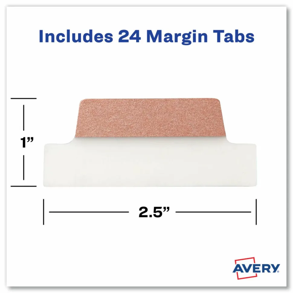 Avery UltraTabs Repositionable Margin Tabs - Write-on Tab(s) - 1" Tab Height x 2.50" Tab Width - Gold, Silver, Rose Gold, Copper Tab(s) - 24 / Pack