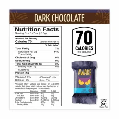 Awake Caffeinated Dark Chocolate Bites, 0.47 oz Bars, 50 Bars/Carton