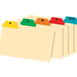 A-Z Poly Index Card Guide Set, 3" x 5", Multicolor, Set Of 25 Cards