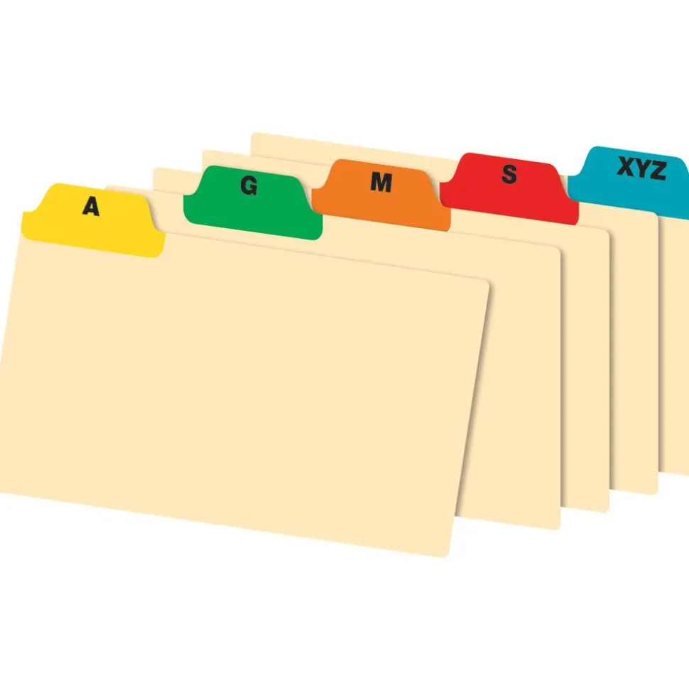 A-Z Poly Index Card Guide Set, 3" x 5", Multicolor, Set Of 25 Cards