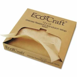 Bagcraft EcoCraft Grease-Resistant Paper Wraps and Liners, 12 x 12, Natural, 1,000/Box, 5 Boxes/Carton