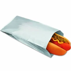 Bagcraft Foil Single-Serve Bags, Unlabeled Hot Dog, 3.5" x 1.5" x 8.5", Silver, 1,000/Carton