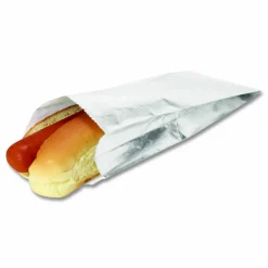 Bagcraft Foil Single-Serve Bags, Unlabeled Hot Dog, 3.5" x 1.5" x 8.5", Silver, 1,000/Carton