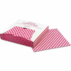Bagcraft Grease-Resistant Paper Wraps and Liners, 12 x 12, Red Check, 1,000/Box, 5 Boxes/Carton