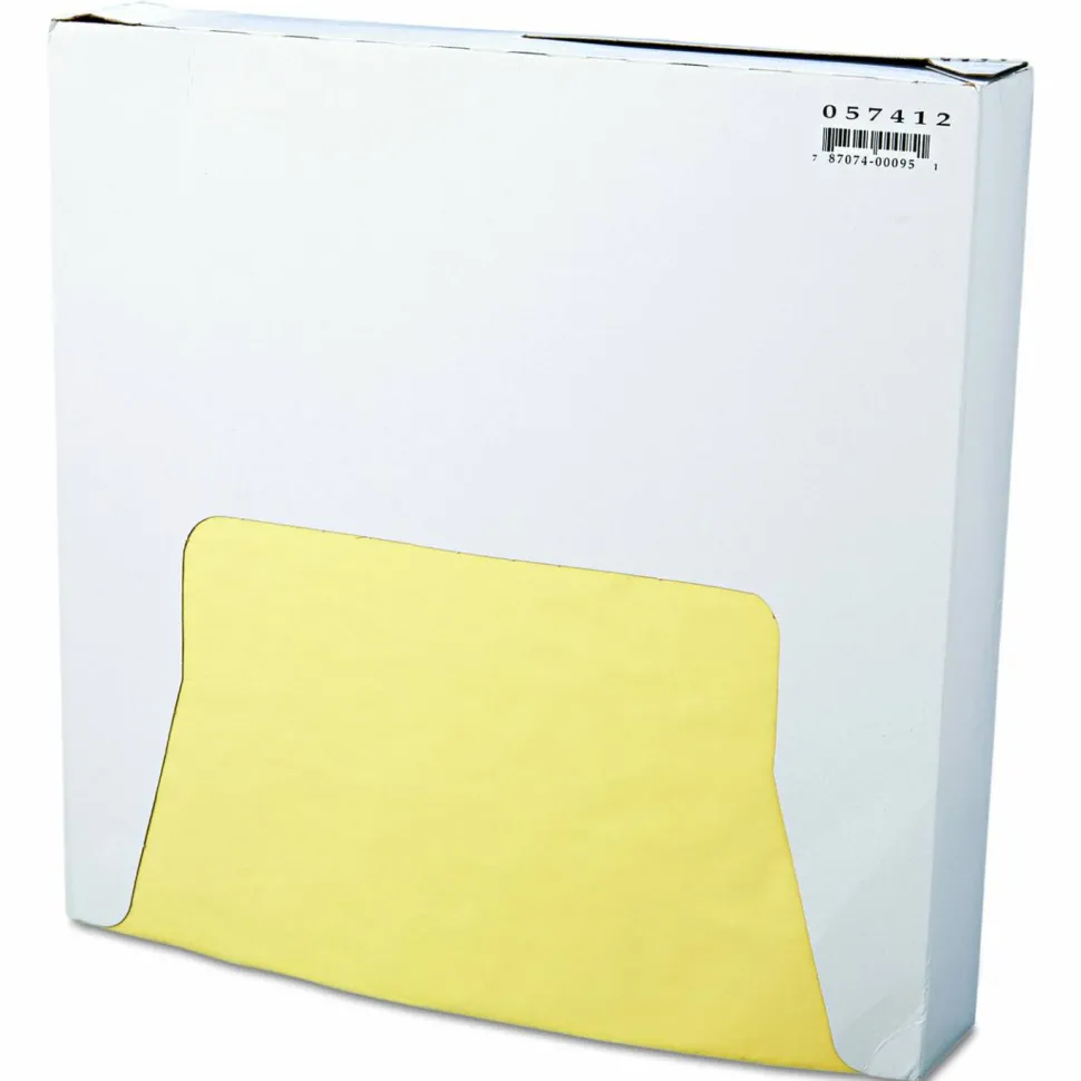 Bagcraft Grease-Resistant Paper Wraps and Liners, 12" x 12", Yellow, 1,000/Box, 5 Boxes/Carton