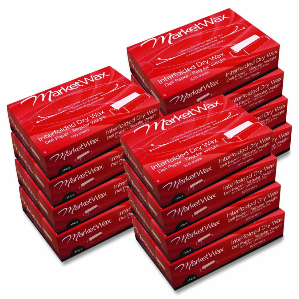 Bagcraft MarketWax Interfolded Dry Wax Deli Paper, 10.75 x 8, White, 500/Box, 12 Boxes/Carton