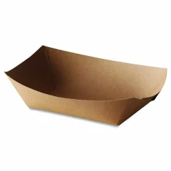 Bagcraft EcoCraft Food Trays, 2 lb Capacity, 6.5 x 1.63 x 1.63, Natural, Paper, 1,000/Carton
