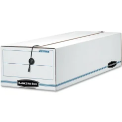 Bankers Box Liberty Corrugated Storage Boxes, 4 1/2" x 6 1/4" x 24", White/Blue, Case Of 12