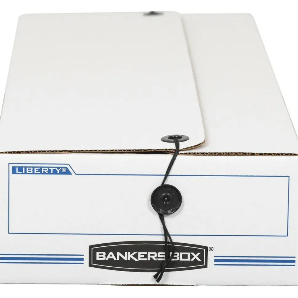 Bankers Box Liberty Basic-Duty, Check and Form Storage Boxes, 5" x 11" x 24", 60% Recycled Content, White/Blue, Case Of 12