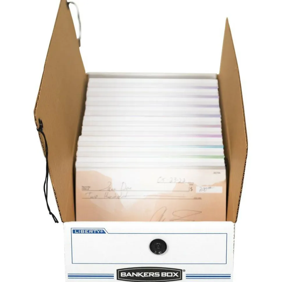 Bankers Box Liberty Basic-Duty, Check and Form Storage Boxes, 5" x 11" x 24", 60% Recycled Content, White/Blue, Case Of 12