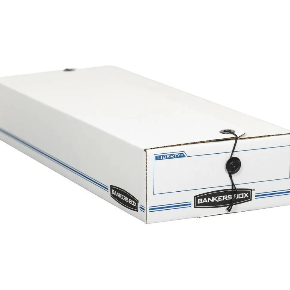 Bankers Box Liberty Basic-Duty, Check and Form Storage Boxes, 5" x 11" x 24", 60% Recycled Content, White/Blue, Case Of 12