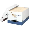Bankers Box Presto Heavy-Duty Storage Boxes, Letter/Legal Size, 15" x 12" x 10", White/Blue, Case Of 2 - 0063610