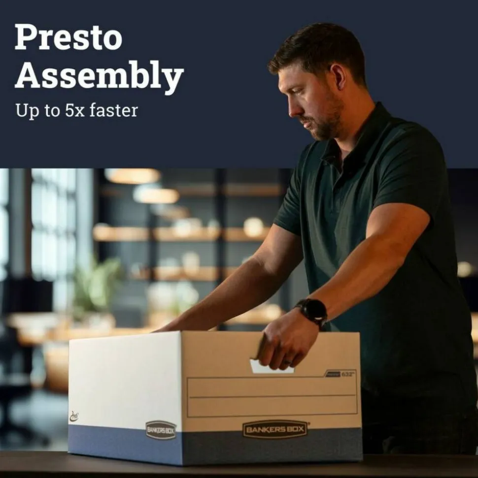 Bankers Box Presto Heavy-Duty Storage Boxes With Lift-Off Lids, Letter/Legal Size, 24" x 15" x 10", 60% Recycled, Case Of 12