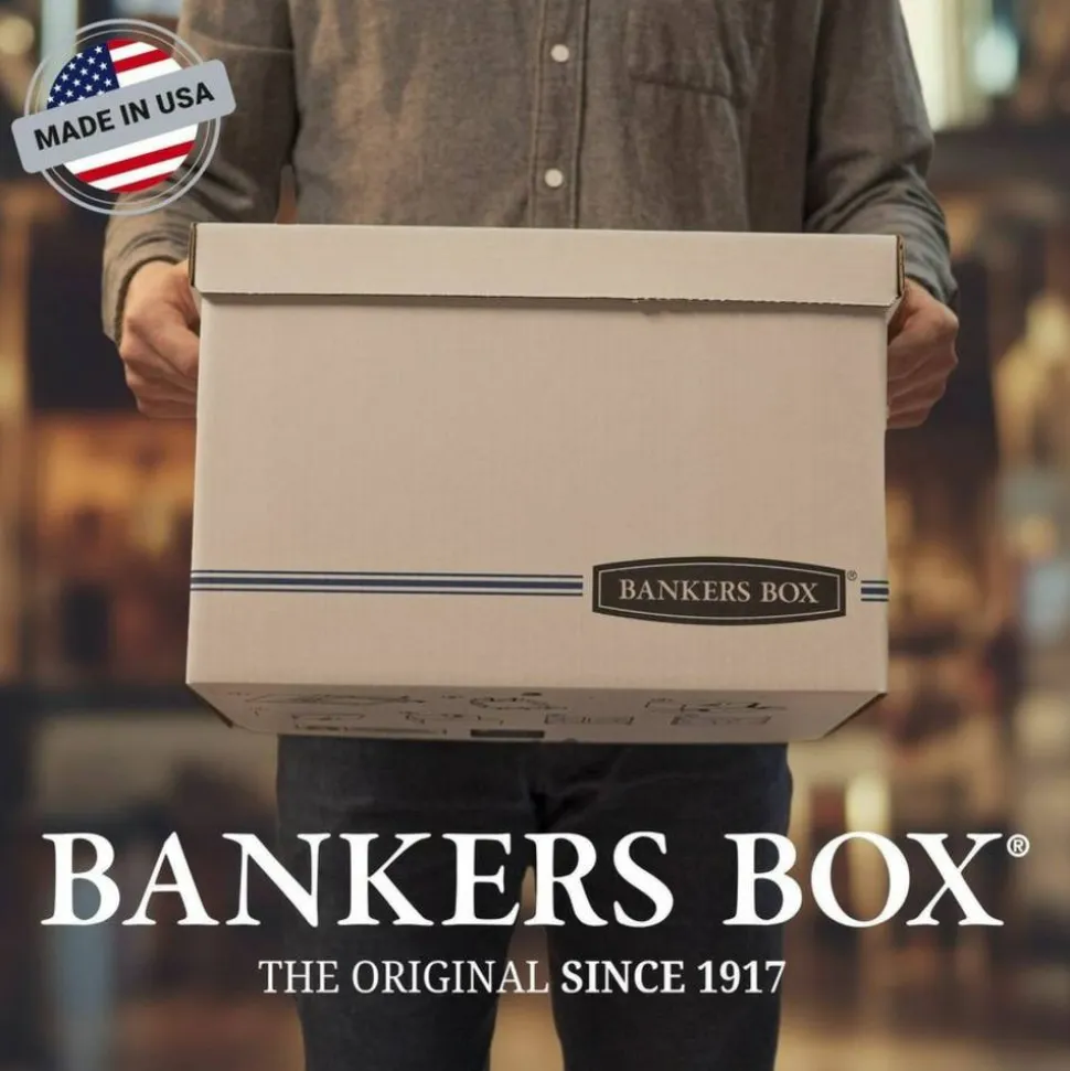 Bankers Box Presto Heavy-Duty Storage Boxes With Lift-Off Lids, Letter/Legal Size, 24" x 15" x 10", 60% Recycled, Case Of 12