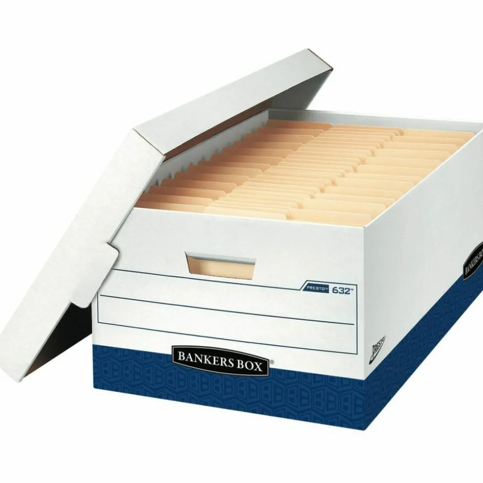 Bankers Box Presto Heavy-Duty Storage Boxes With Lift-Off Lids, Letter/Legal Size, 24" x 15" x 10", 60% Recycled, Case Of 12
