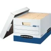 Bankers Box R Kive Heavy-Duty Storage Boxes With Locking Lift-Off Lids And Built-In Handles, Letter/Legal Size, 10" x 12" x 15" Liters, 50% Recycled, White/Blue, 20Pk