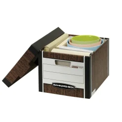 Bankers Box R Kive Standard-Duty Storage Boxes With Lift-Off Lids, Letter/Legal Size, 15" x 12" x 10", 60% Recycled, Woodgrain, Case Of 12