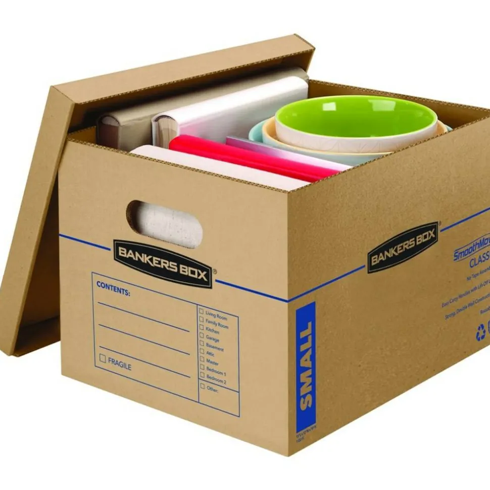 Bankers Box SmoothMove Classic Moving Boxes, 15" x 12" x 10", Kraft, Pack Of 5