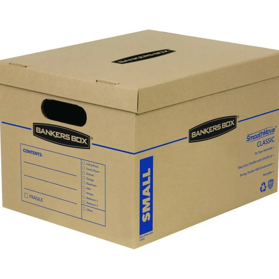Bankers Box SmoothMove Classic Moving Boxes, 15" x 12" x 10", Kraft, Pack Of 5