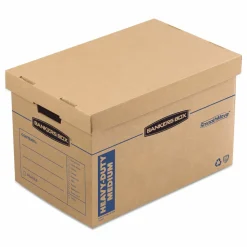 Bankers Box SmoothMove Kitchen Moving Kit with Dividers + Foam, Half Slotted Container (HSC), Medium, 12.25" x 18.5" x 12", Brown/Blue
