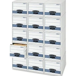 Bankers Box Stor/Drawer Steel Plus Drawer File, Letter Size, 23 1/4" x 12 1/2" x 10 3/8", 60% Recycled, White/Blue, Pack Of 6