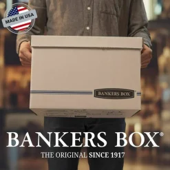 Bankers Box Stor/File Boxes With Lift-Off Lids, Letter/Legal Size, 12 1/2" x 16 5/16" x 10 1/2", White, 4/Carton