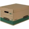 Bankers Box Stor/File Medium-Duty Storage Boxes With Lift-Off Lids, Letter/Legal Size, 10" x 12" x 15", 94% Recycled, Kraft/Green, Case Of 20