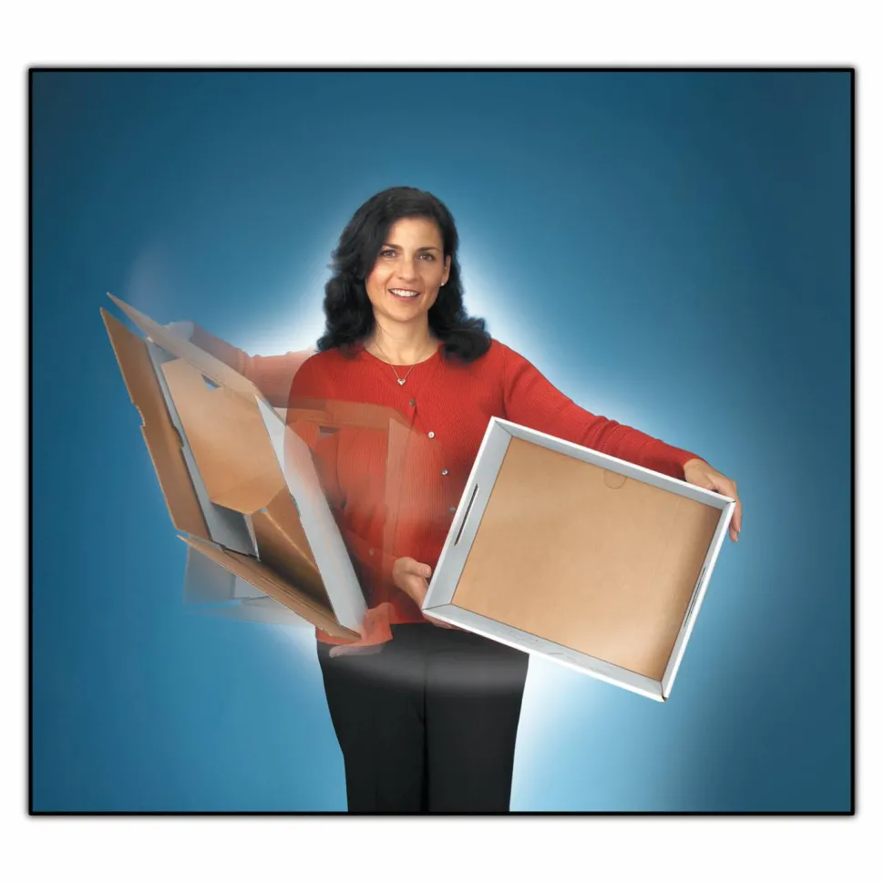 Bankers Box Stor/File Medium-Duty Storage Boxes With Lift-Off Lids, Letter/Legal Size, 10" x 12" x 15", 94% Recycled, Kraft/Green, Case Of 20