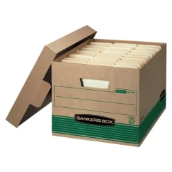 Bankers Box Stor/File Medium-Duty Storage Boxes, Letter/Legal Size, 15" x 12" x 10", Kraft/Green, Case Of 12 - 12770